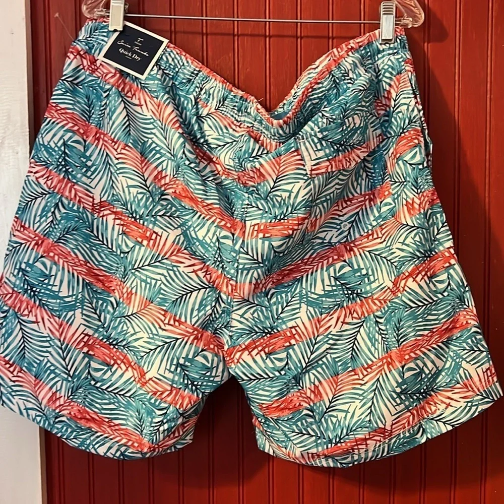 NWT Club Room Quick Dry Tropical Leaf Print Swim Shorts XL
